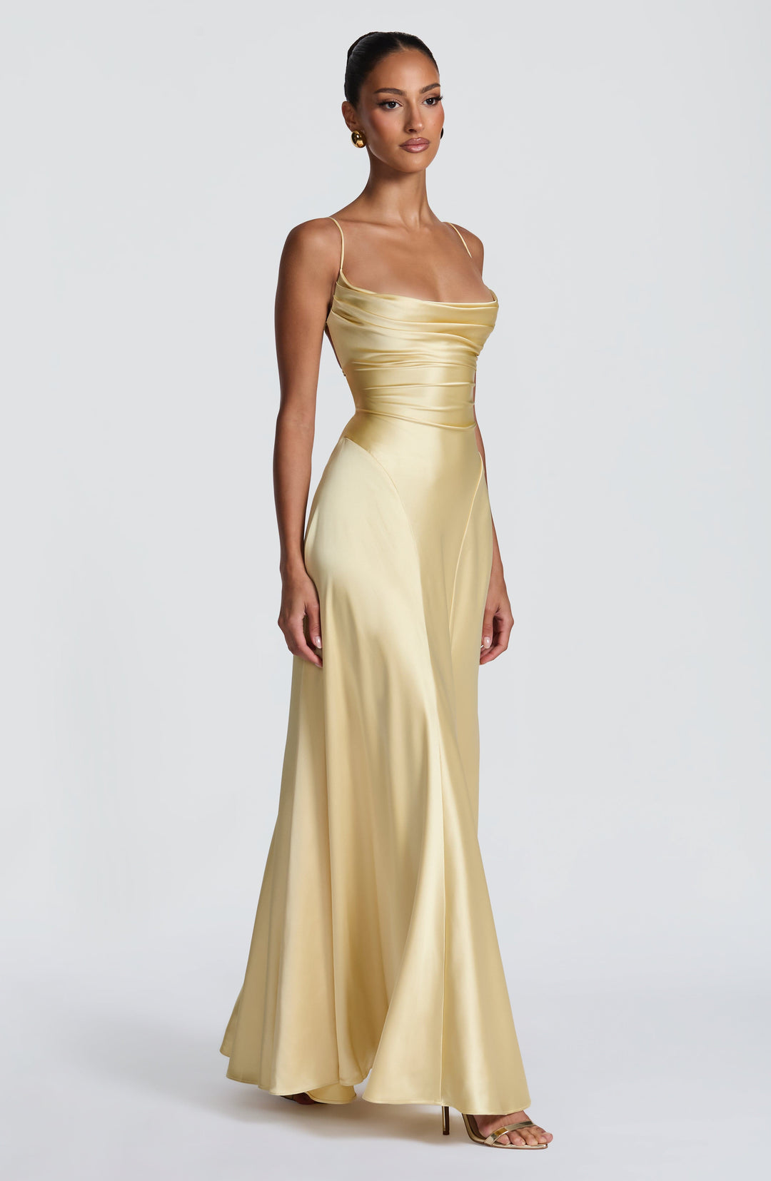 Livia | Women's Satin Cowl Neck Maxi Dress