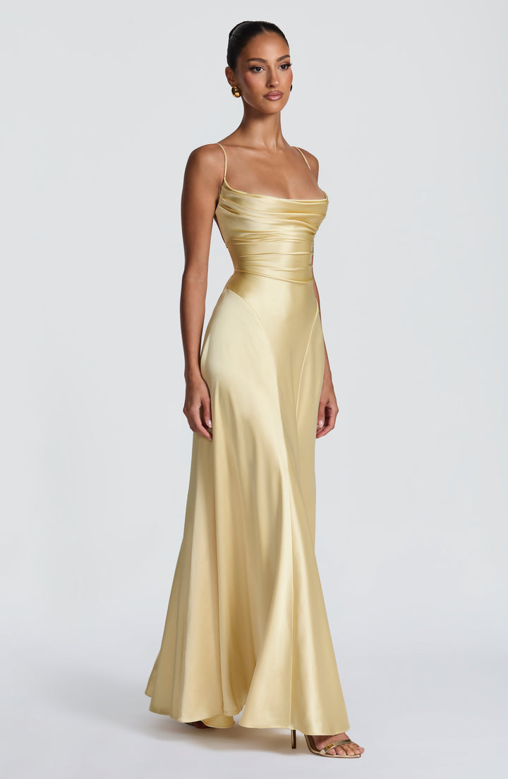 Livia | Women's Satin Cowl Neck Maxi Dress