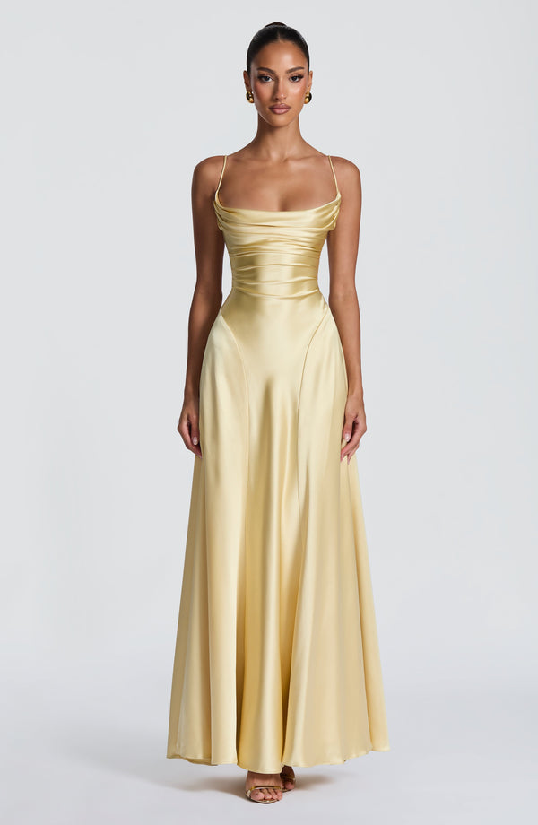 Livia | Women's Satin Cowl Neck Maxi Dress