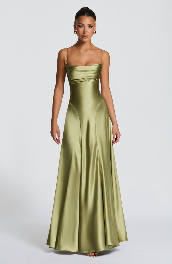 Livia | Women's Satin Cowl Neck Maxi Dress