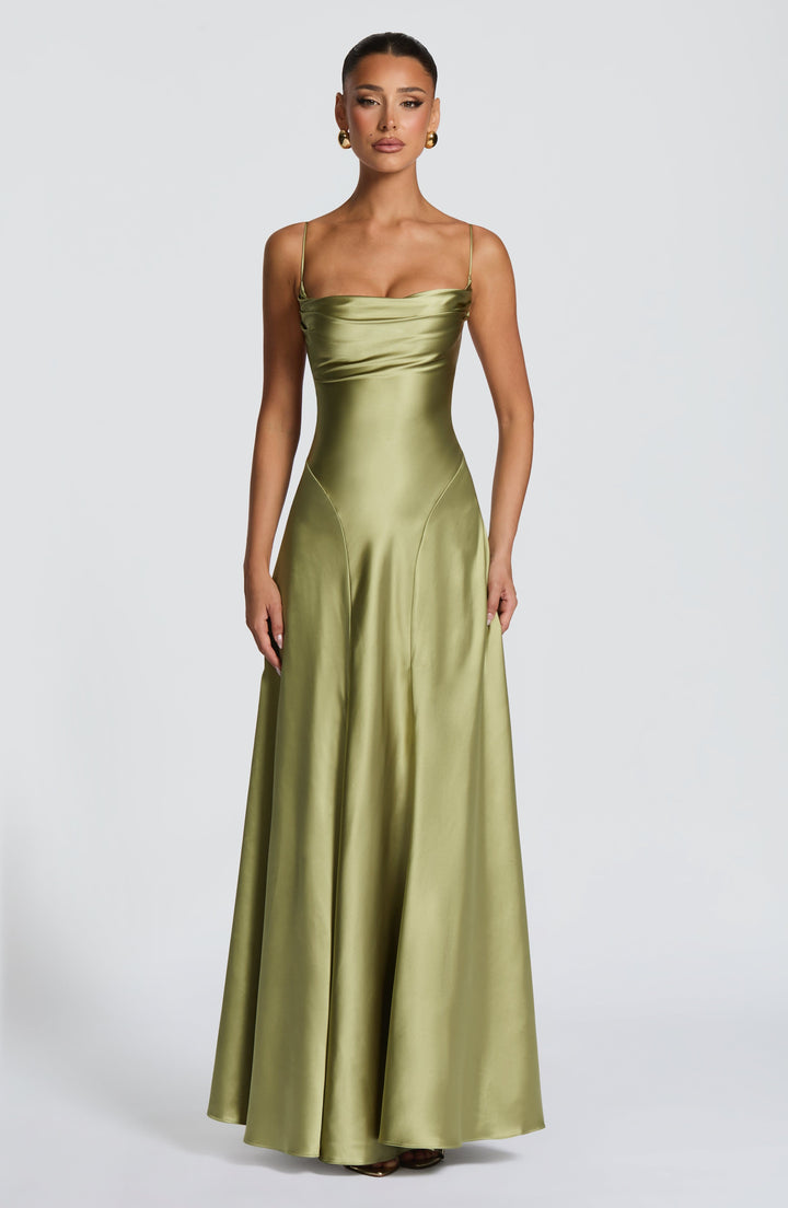 Livia | Women's Satin Cowl Neck Maxi Dress