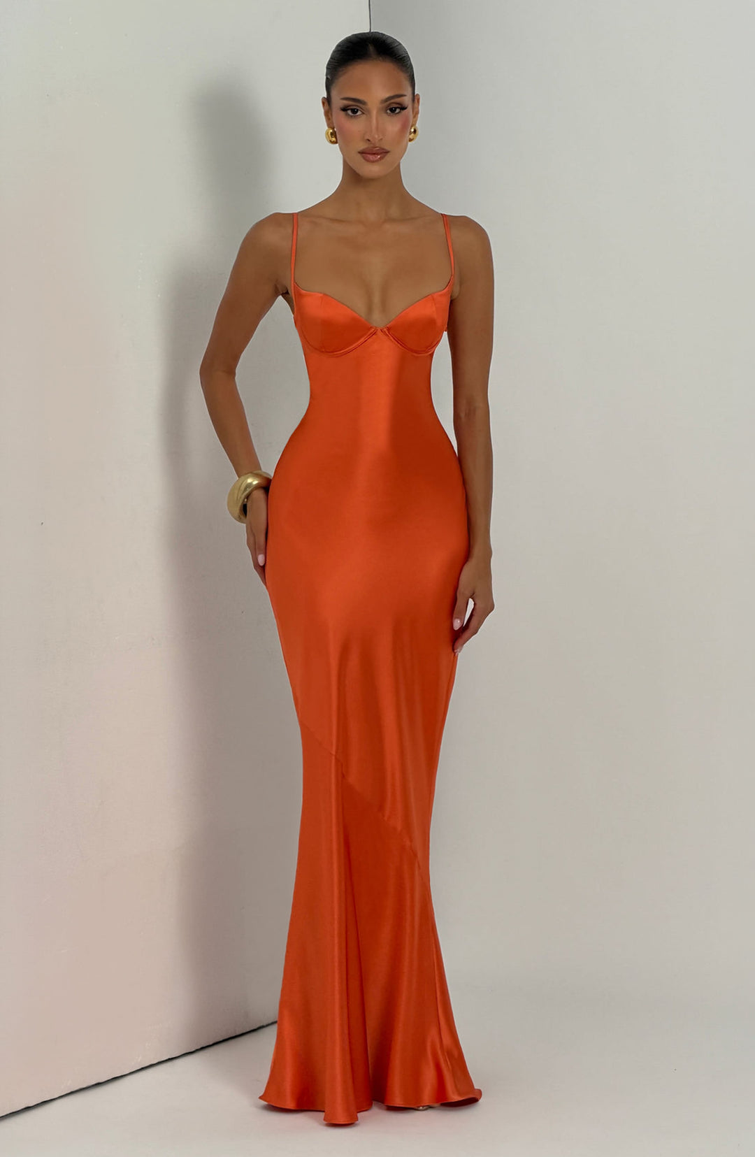 Fiona | Women's Evening Satin Cupped Maxi Dress
