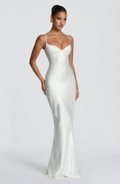 Fiona | Women's Evening Satin Cupped Maxi Dress