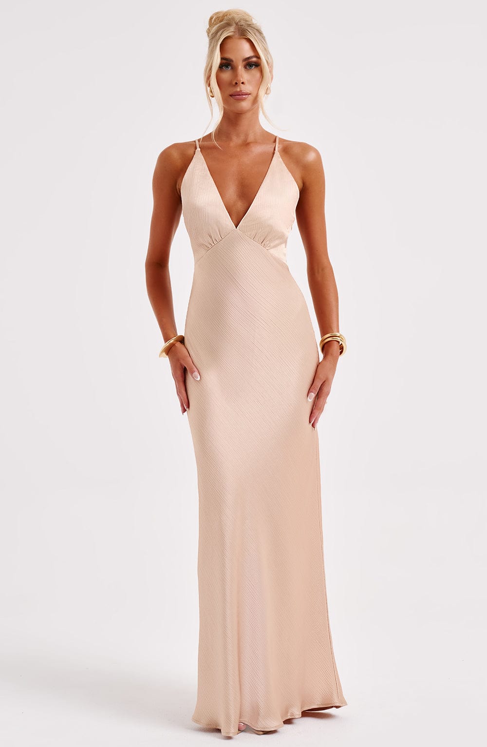 Elara | Women's Satin Backless Maxi Dress