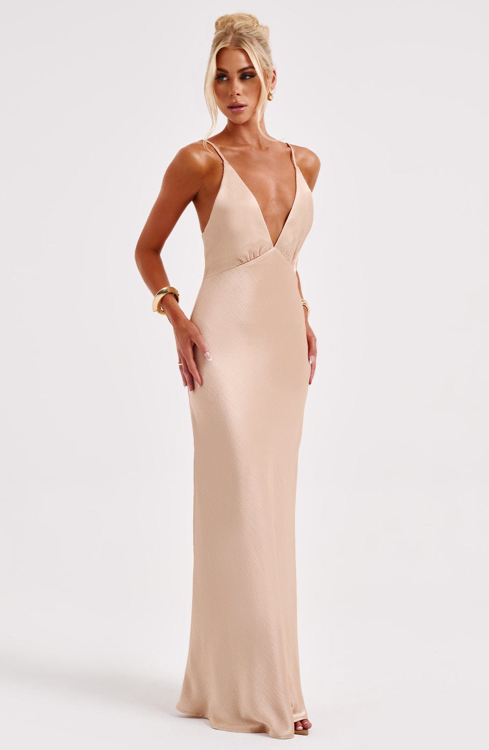 Elara | Women's Satin Backless Maxi Dress