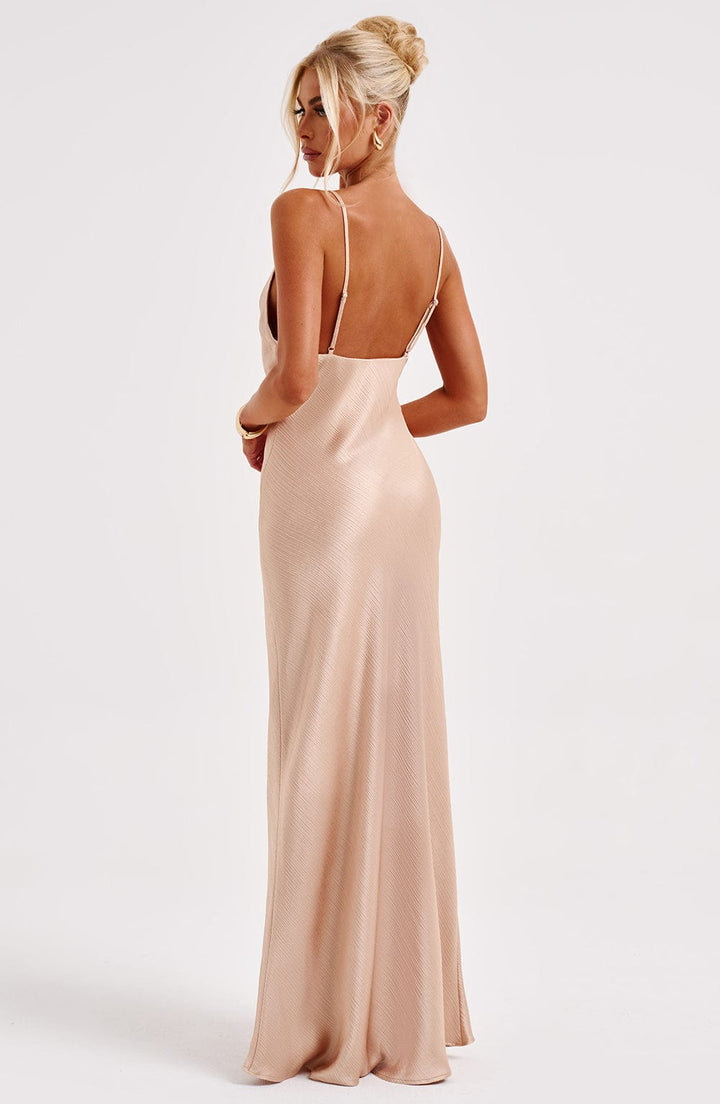 Elara | Women's Satin Backless Maxi Dress