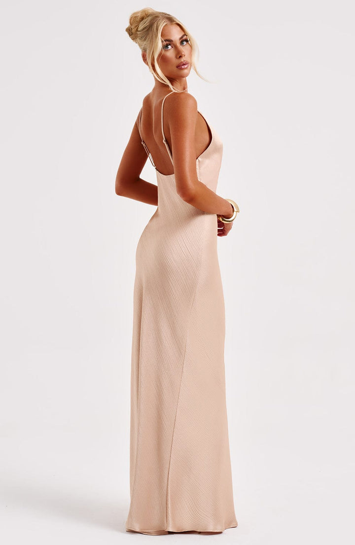 Elara | Women's Satin Backless Maxi Dress