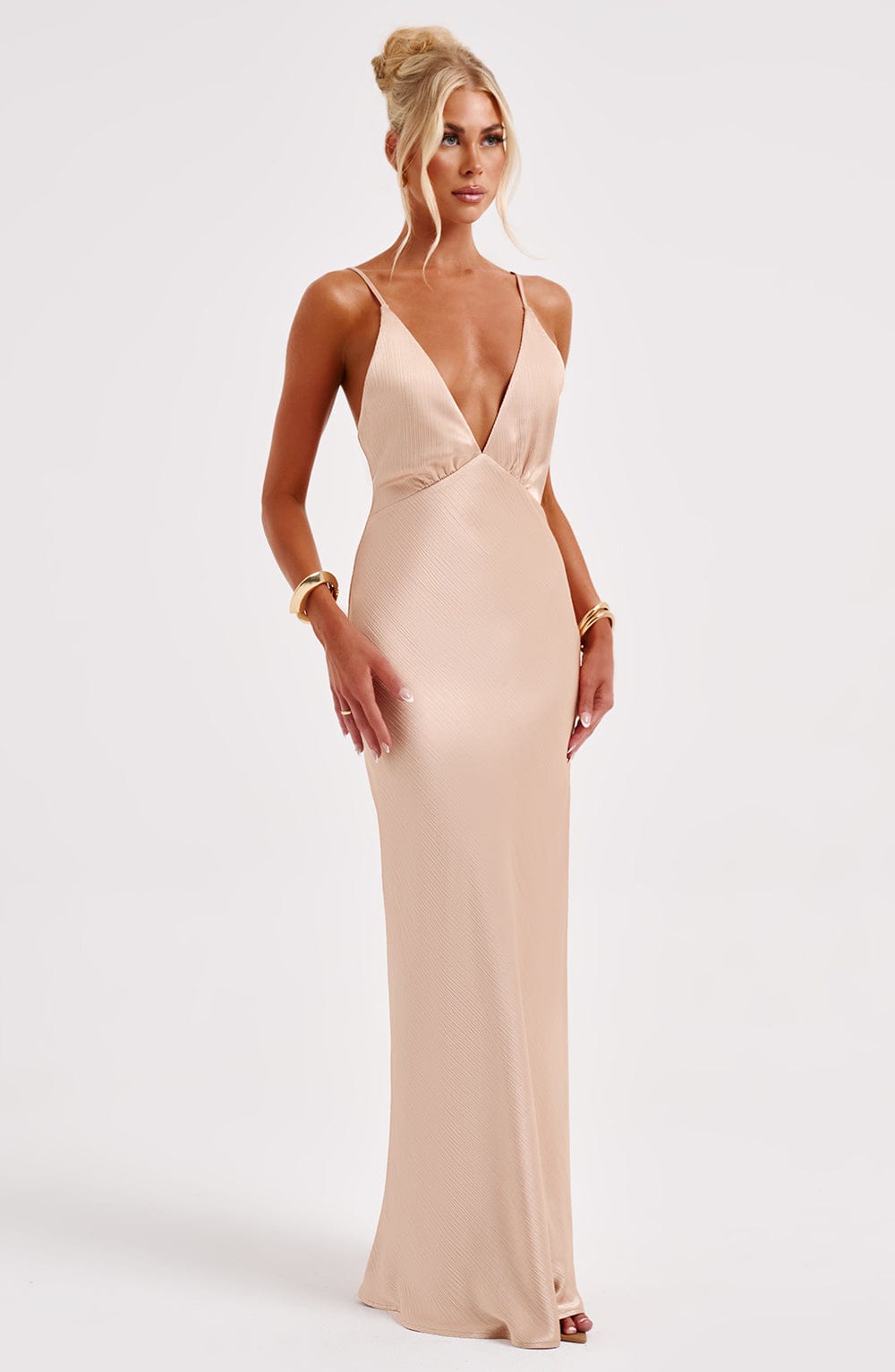 Elara | Women's Satin Backless Maxi Dress