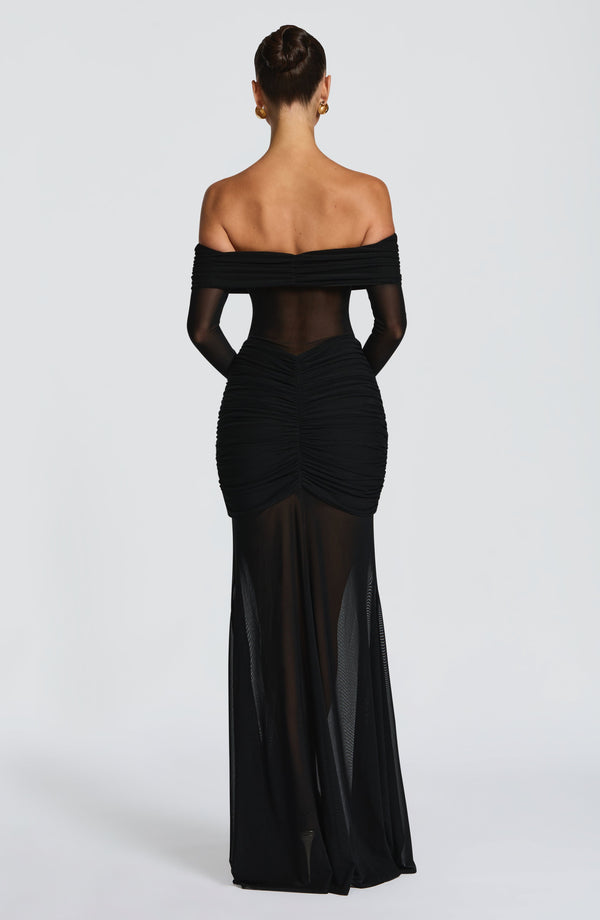 Valeria | Women's Mesh Bardot Maxi Dress