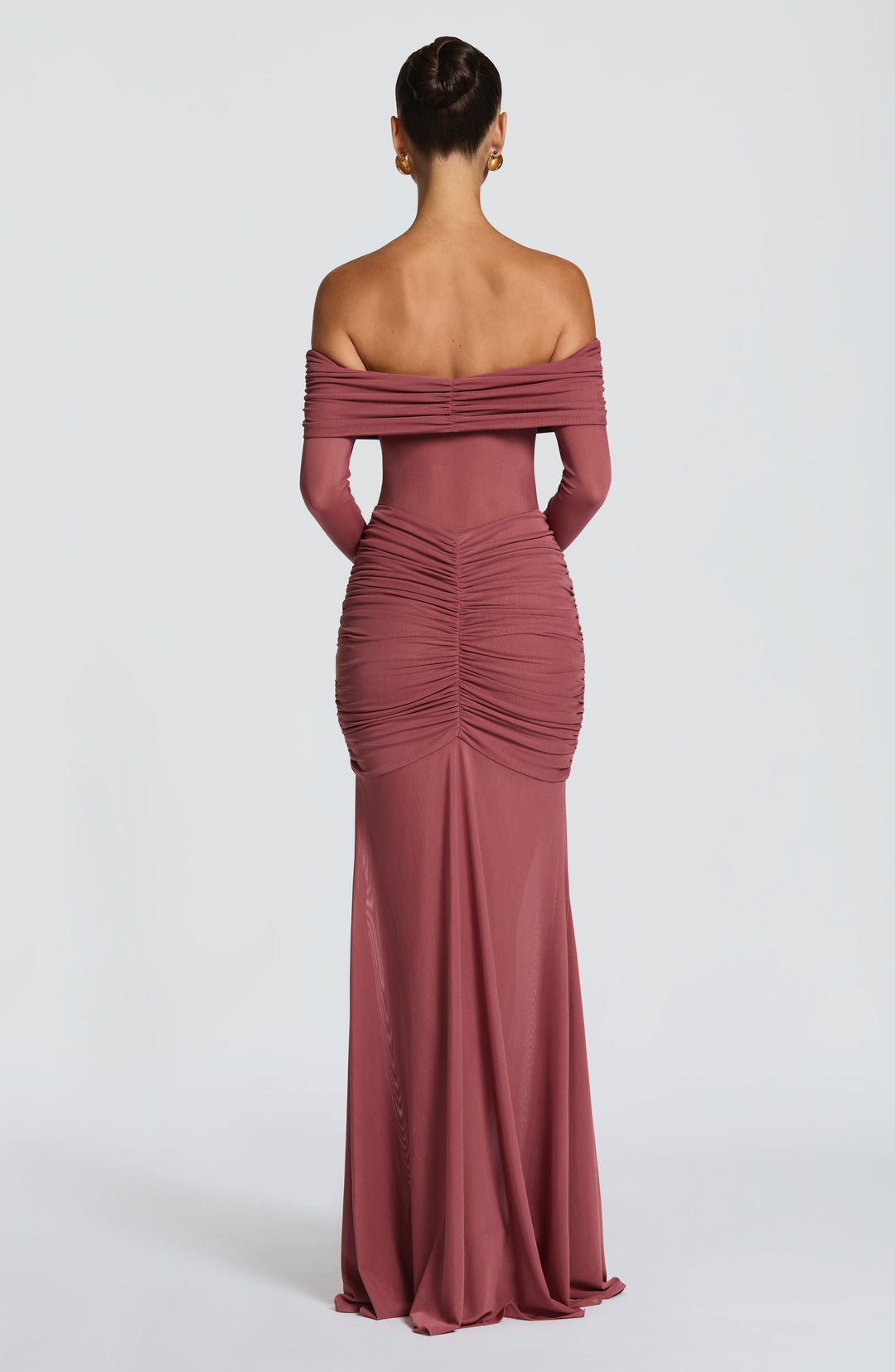 Valeria | Women's Mesh Bardot Maxi Dress