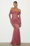 Valeria | Women's Mesh Bardot Maxi Dress