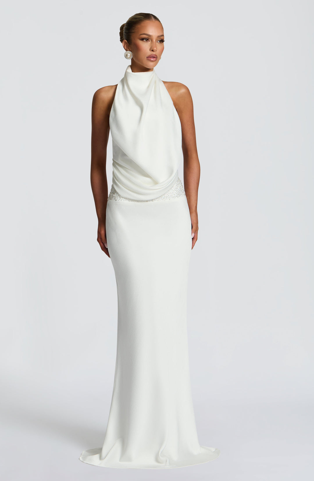 Noelle | Women's Satin Cowl Neck Maxi Dress