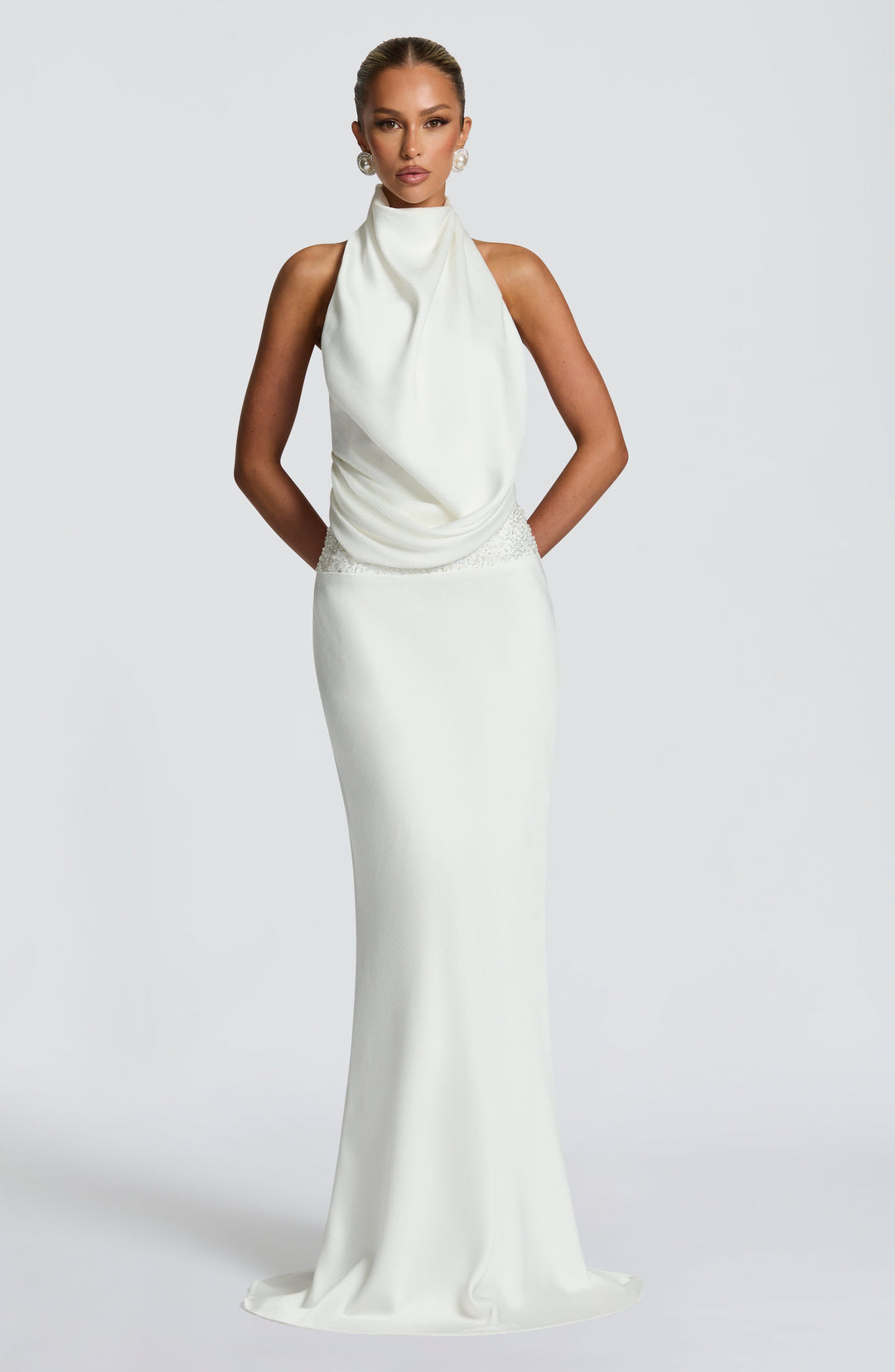 Noelle | Women's Satin Cowl Neck Maxi Dress