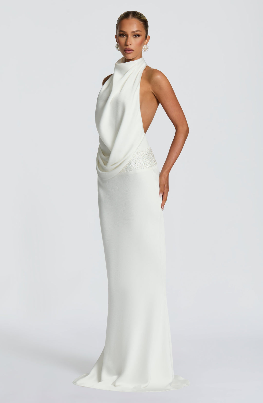 Noelle | Women's Satin Cowl Neck Maxi Dress