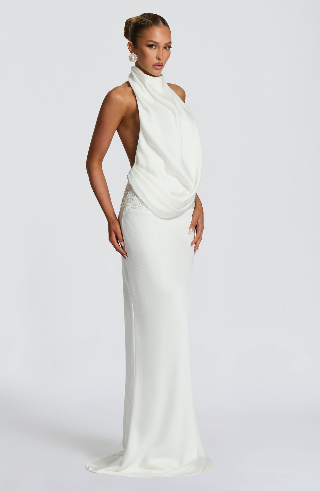 Noelle | Women's Satin Cowl Neck Maxi Dress