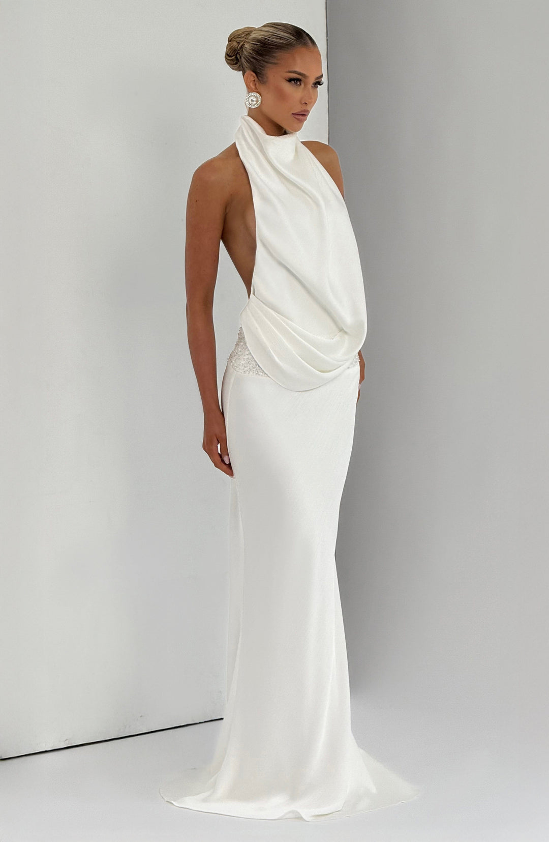 Noelle | Women's Satin Cowl Neck Maxi Dress