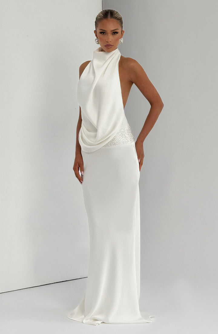 Noelle | Women's Satin Cowl Neck Maxi Dress