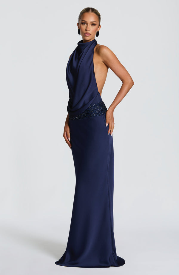 Noelle | Women's Satin Cowl Neck Maxi Dress