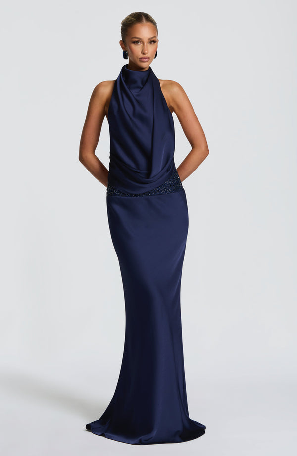 Noelle | Women's Satin Cowl Neck Maxi Dress