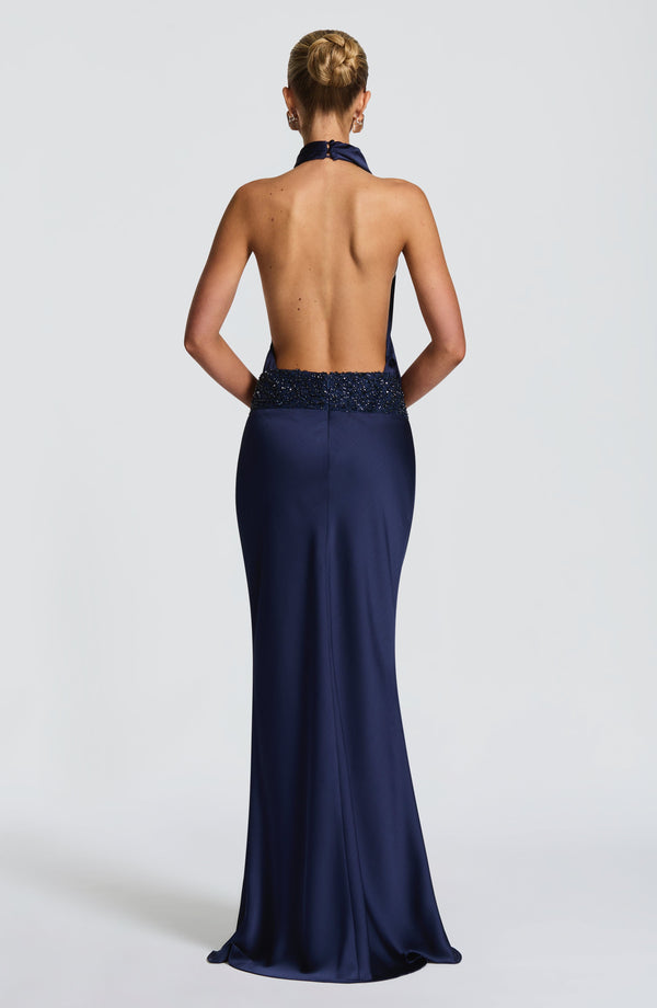 Noelle | Women's Satin Cowl Neck Maxi Dress