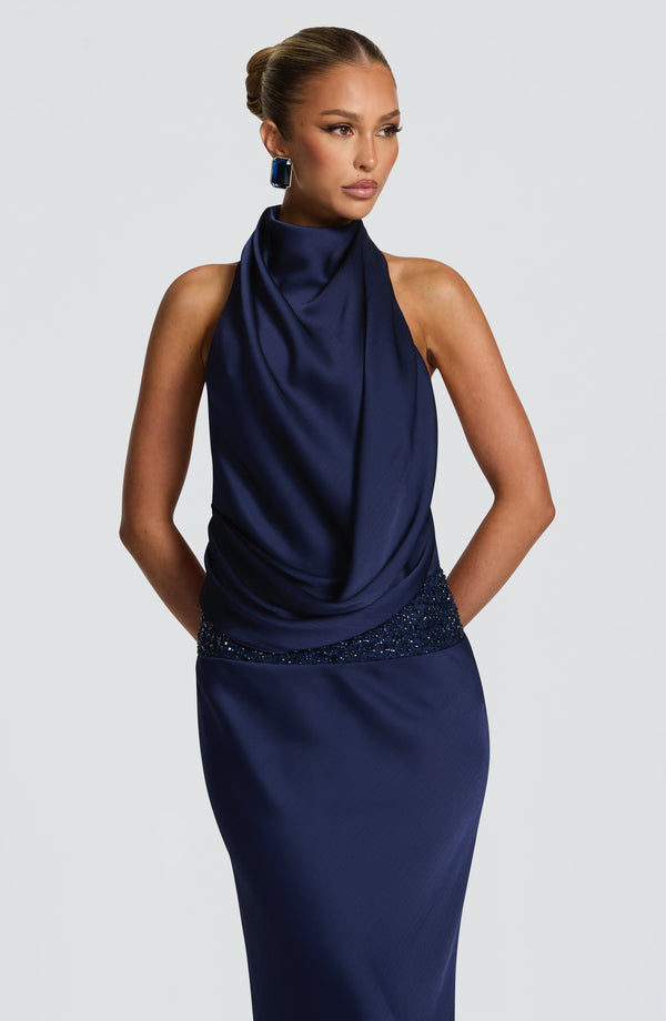 Noelle | Women's Satin Cowl Neck Maxi Dress