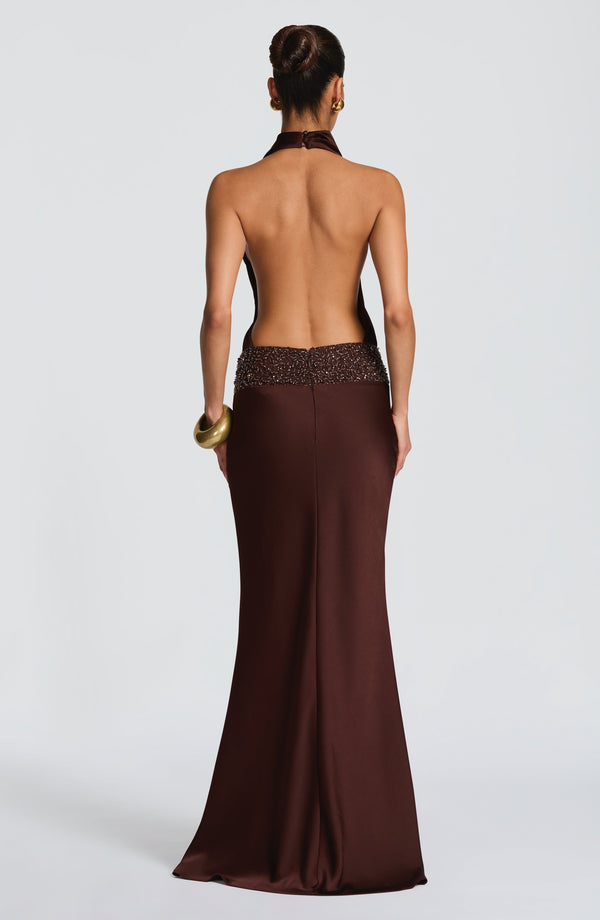 Noelle | Women's Satin Cowl Neck Maxi Dress