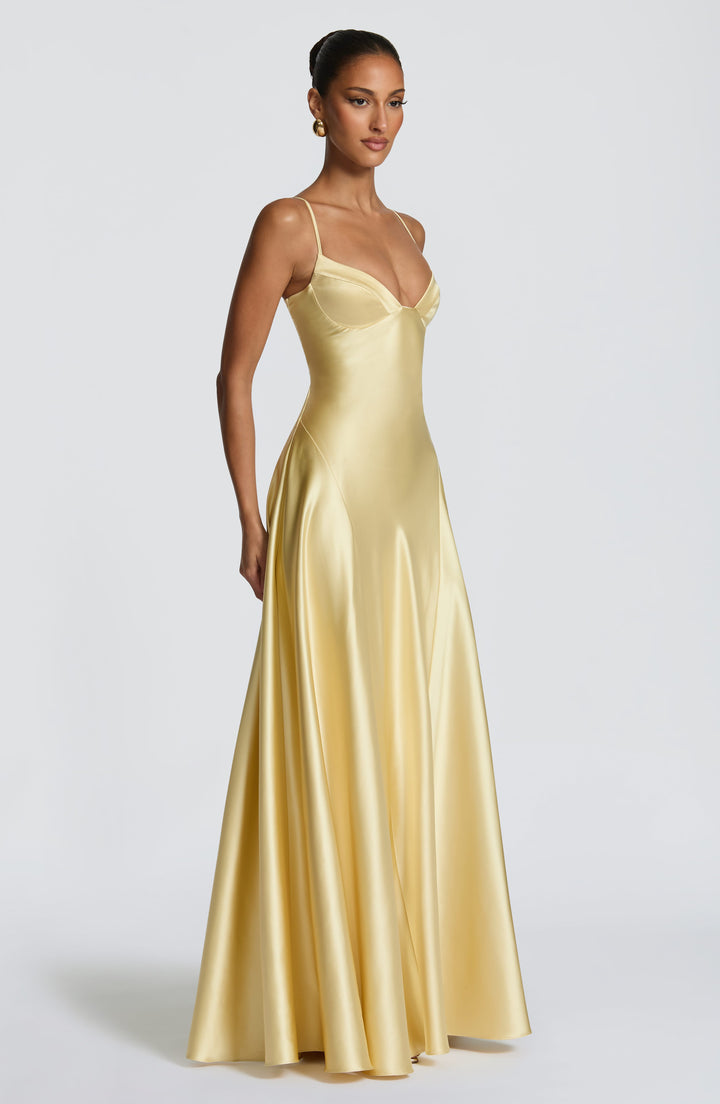 Elara | Women's Evening Satin Cupped Maxi Dress