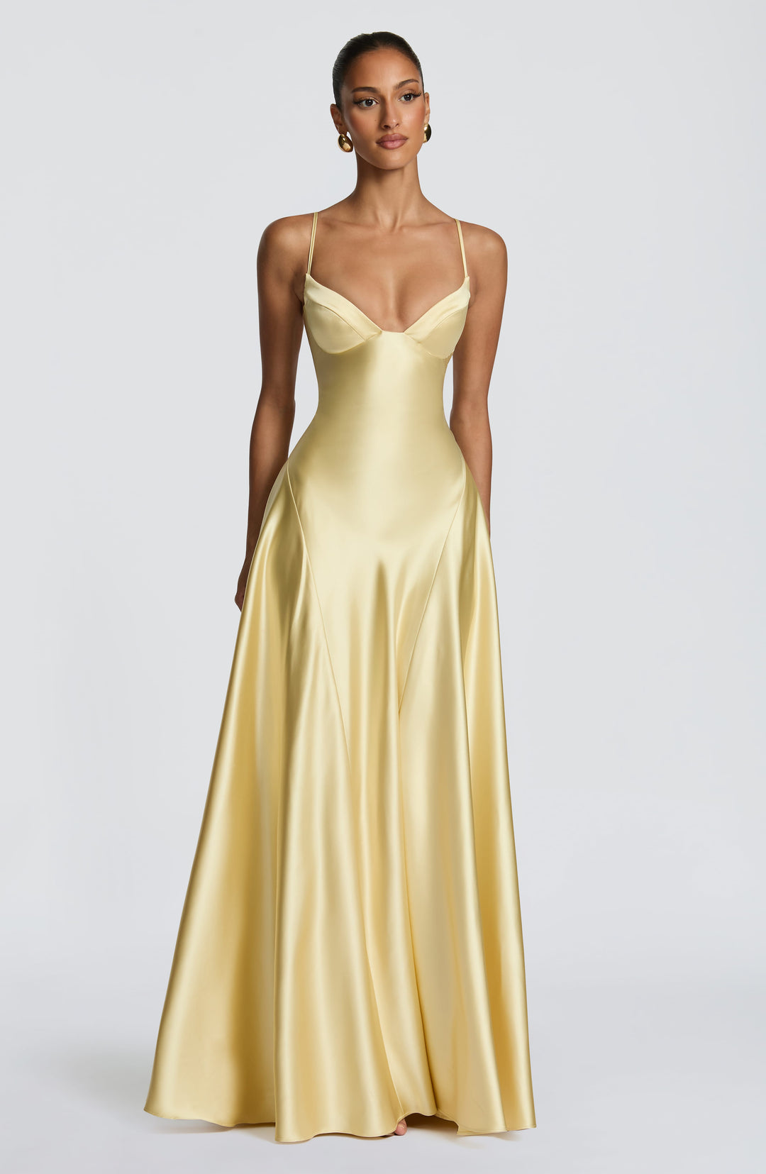 Elara | Women's Evening Satin Cupped Maxi Dress