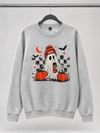Women's Grey Ghost Coffee Halloween Graphic Sweatshirt