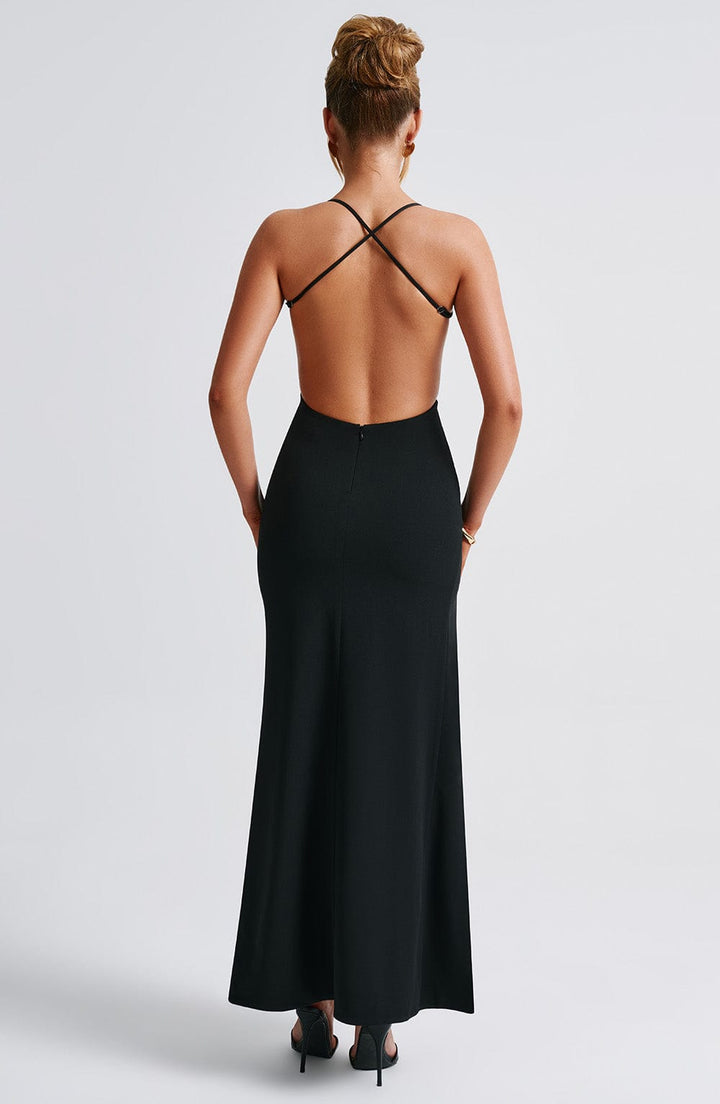 Evelyn | Women's Crepe Backless Maxi Dress