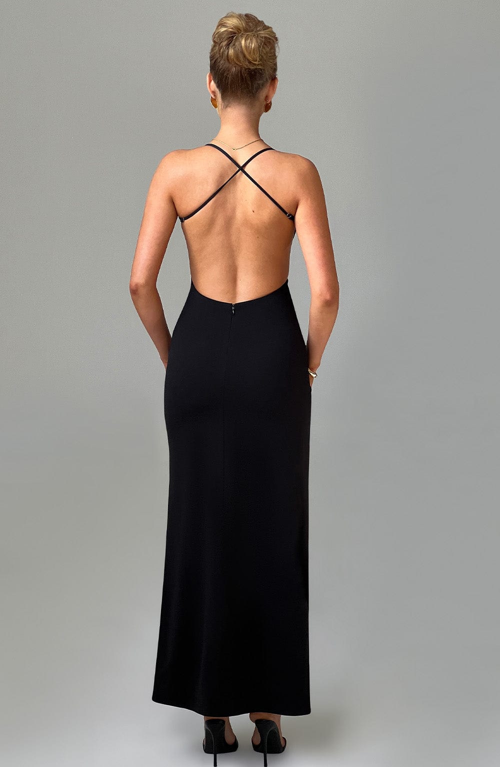 Evelyn | Women's Crepe Backless Maxi Dress