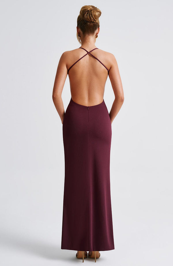 Evelyn | Women's Crepe Backless Maxi Dress