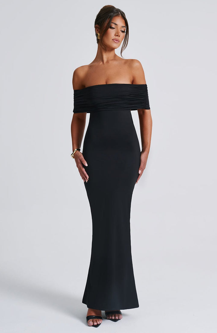 Sienna | Women's Backless Bardot Maxi Dress