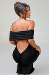 Sienna | Women's Backless Bardot Maxi Dress