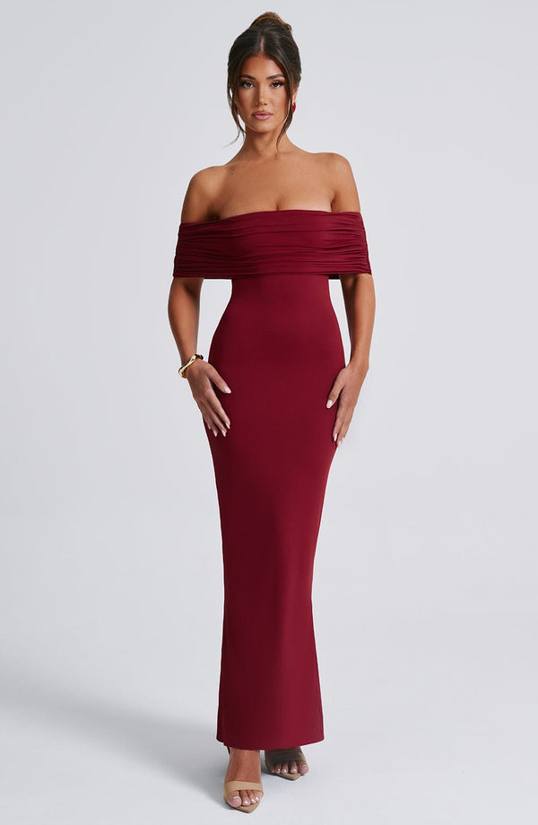 Sienna | Women's Backless Bardot Maxi Dress
