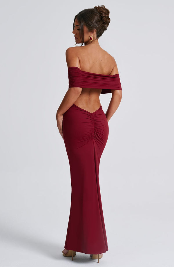 Sienna | Women's Backless Bardot Maxi Dress