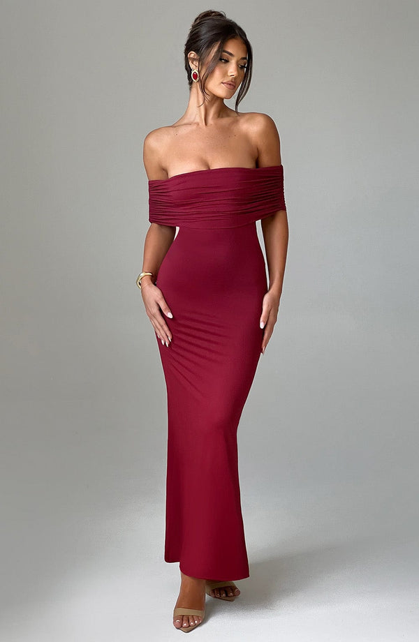 Sienna | Women's Backless Bardot Maxi Dress