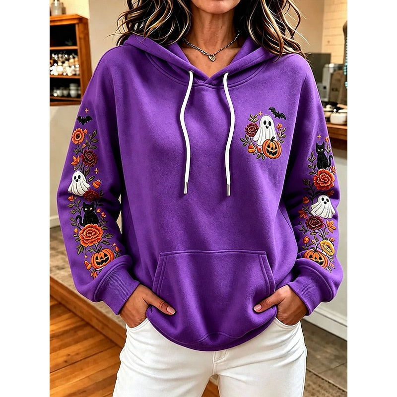 Halloween Graphic Hoodie - Plump Pumpkin & Spooky Season Pullover