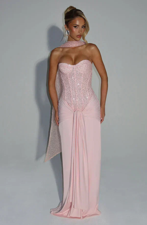 Elspeth | Women's Embellished Corset Gala Dress | Strapless Maxi