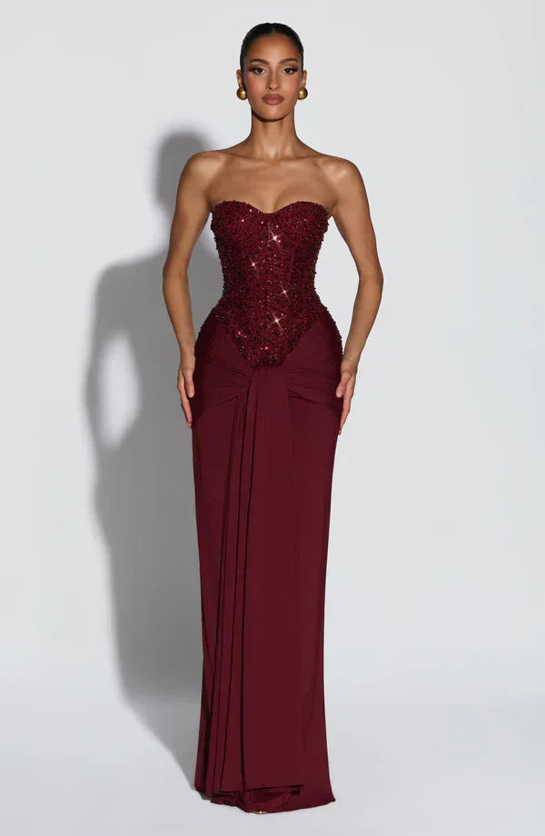 Elspeth | Women's Embellished Corset Gala Dress | Strapless Maxi