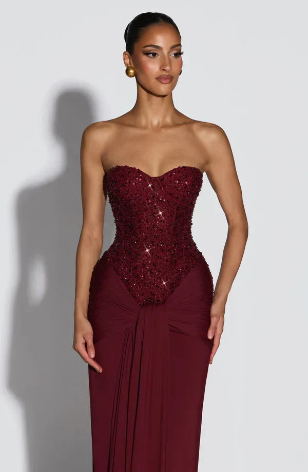 Elspeth | Women's Embellished Corset Gala Dress | Strapless Maxi