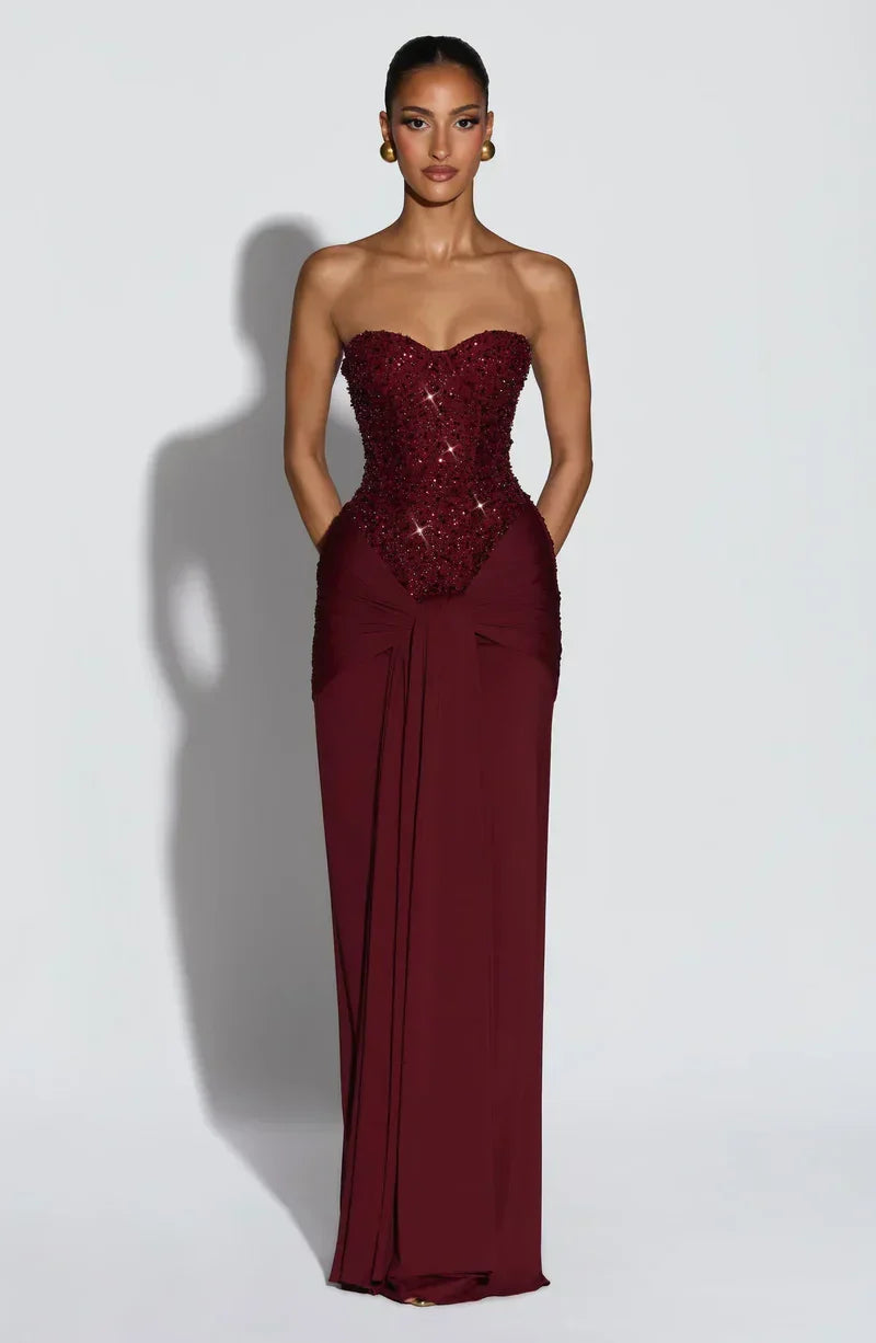 Elspeth | Women's Embellished Corset Gala Dress | Strapless Maxi