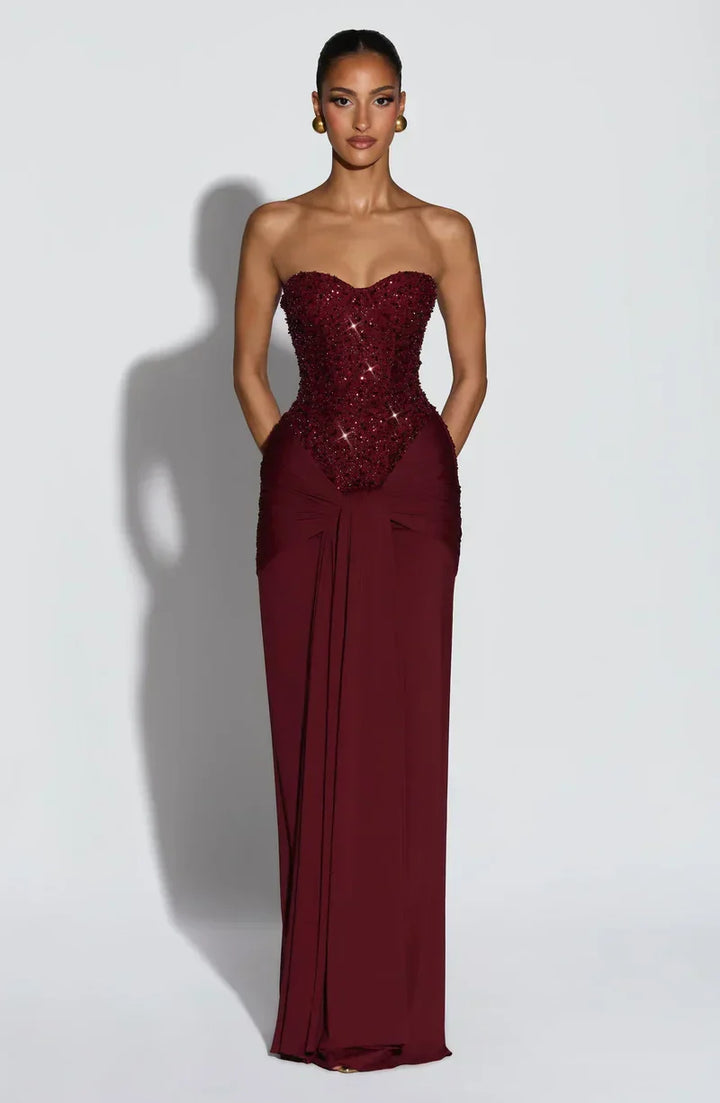Elspeth | Women's Embellished Corset Gala Dress | Strapless Maxi