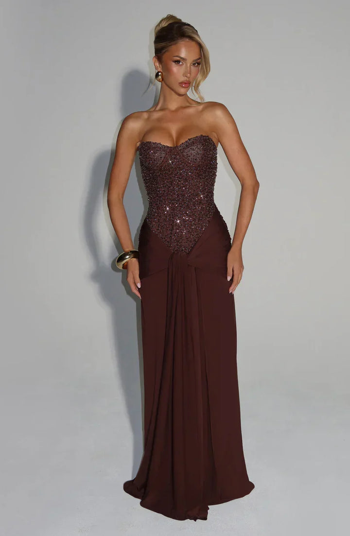 Elspeth | Women's Embellished Corset Gala Dress | Strapless Maxi