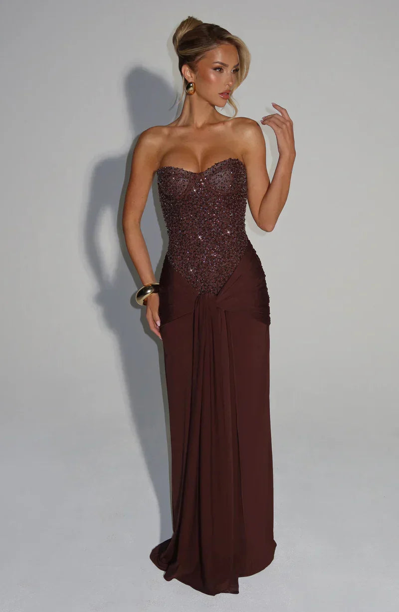 Elspeth | Women's Embellished Corset Gala Dress | Strapless Maxi