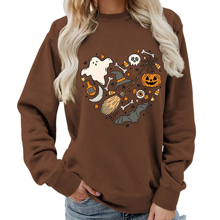 Women's Halloween Graphic Crewneck Sweatshirt & Casual Fall Pullover