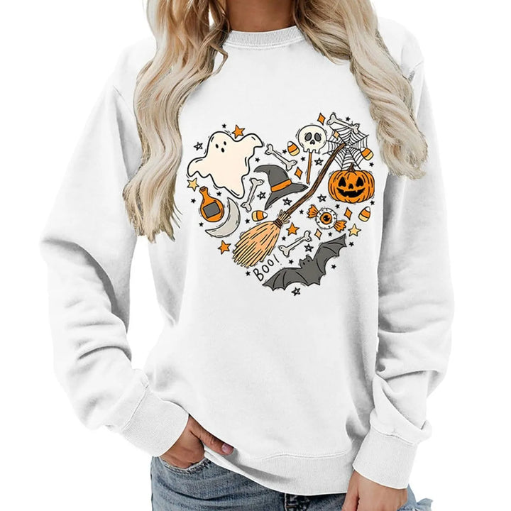 Women's Halloween Graphic Crewneck Sweatshirt & Casual Fall Pullover