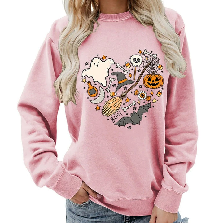 Women's Halloween Graphic Crewneck Sweatshirt & Casual Fall Pullover