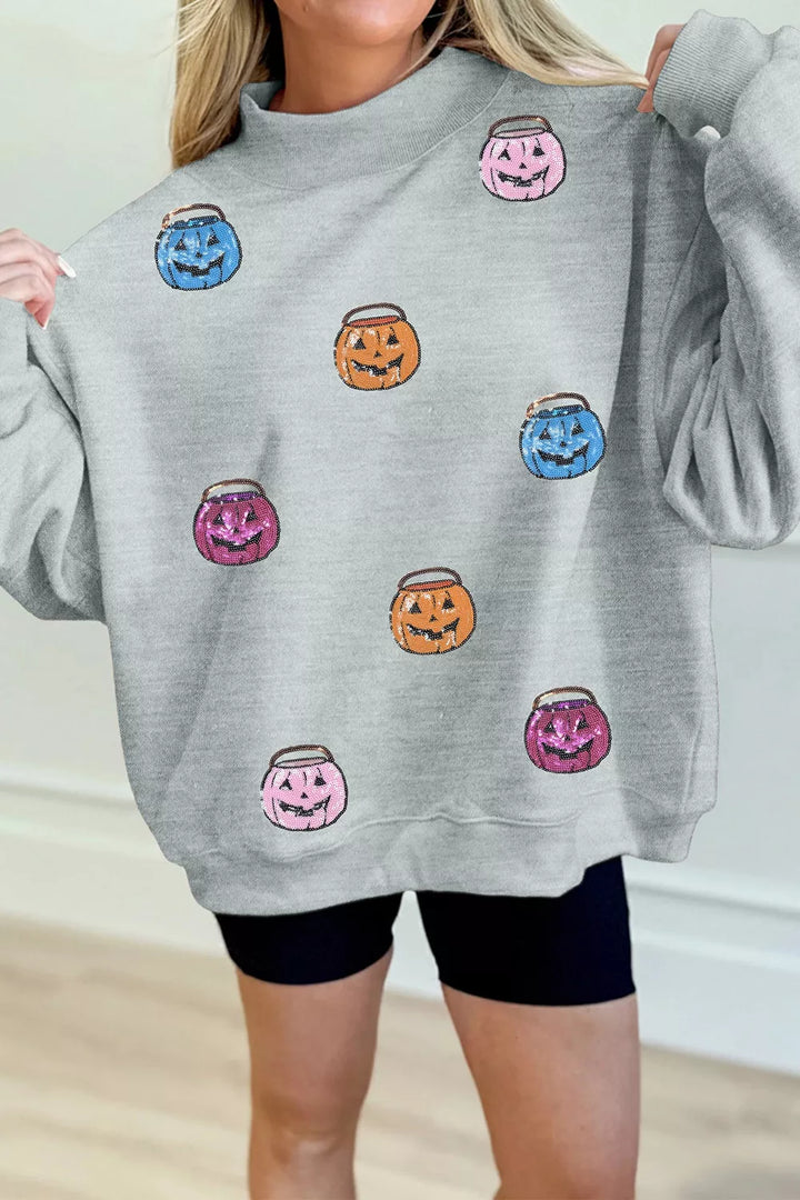 Women's Pumpkin Halloween Sweatshirt - Sparkly Fall Graphic Pullover
