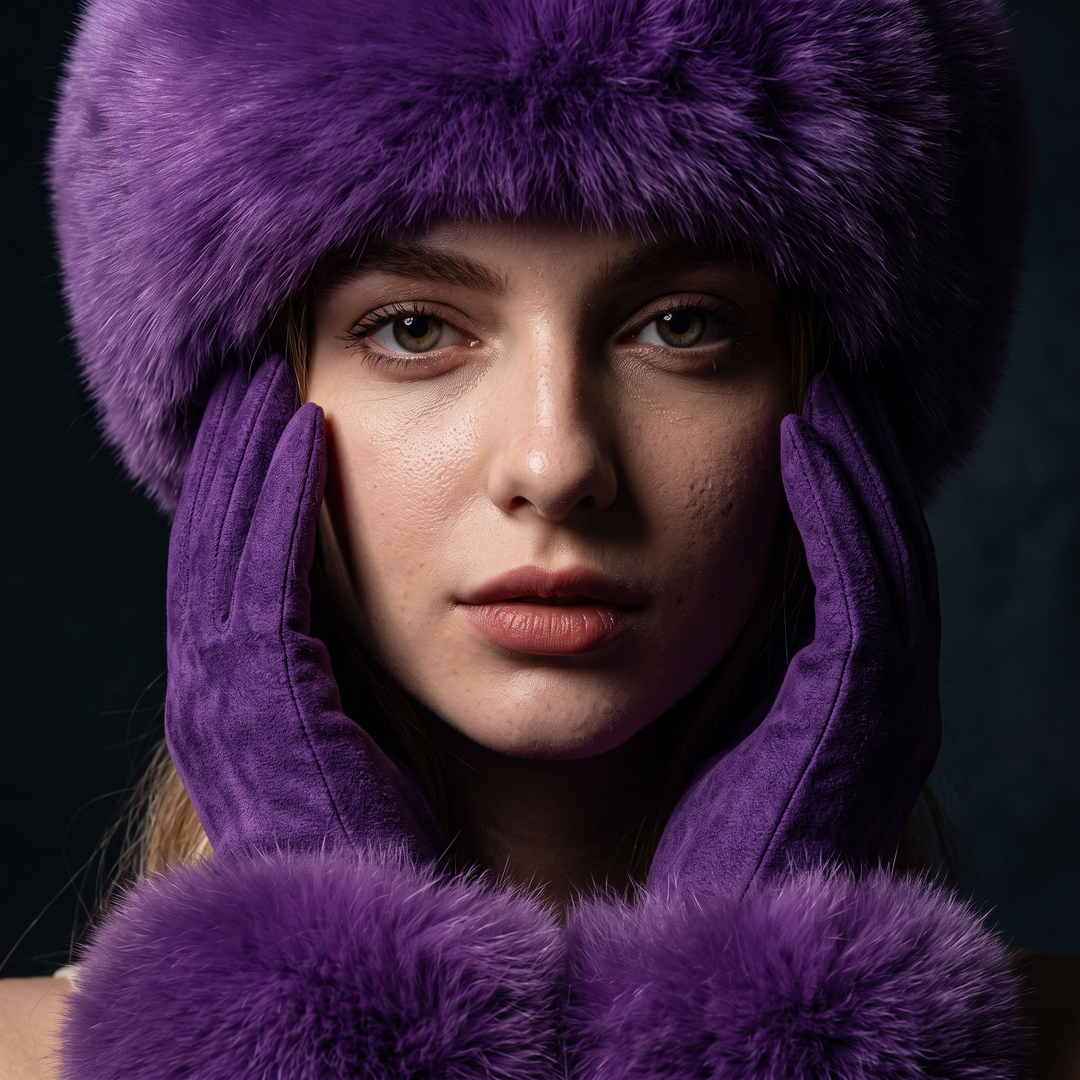 Wynn | Women's Faux Fur Trim Knit Headband and Gloves Set